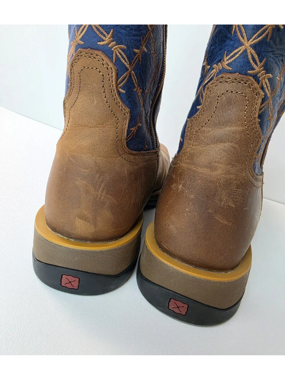 Twisted X 11' Tech X Saddle True Blue Brown Leather Zipper Boots Mens Size 12D
